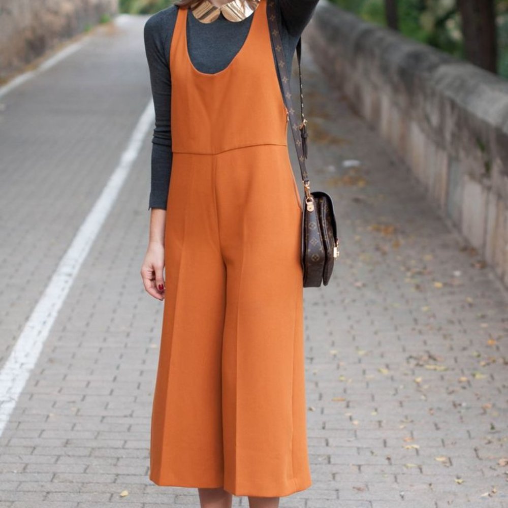 Zara burnt orange jumpsuit pants size small